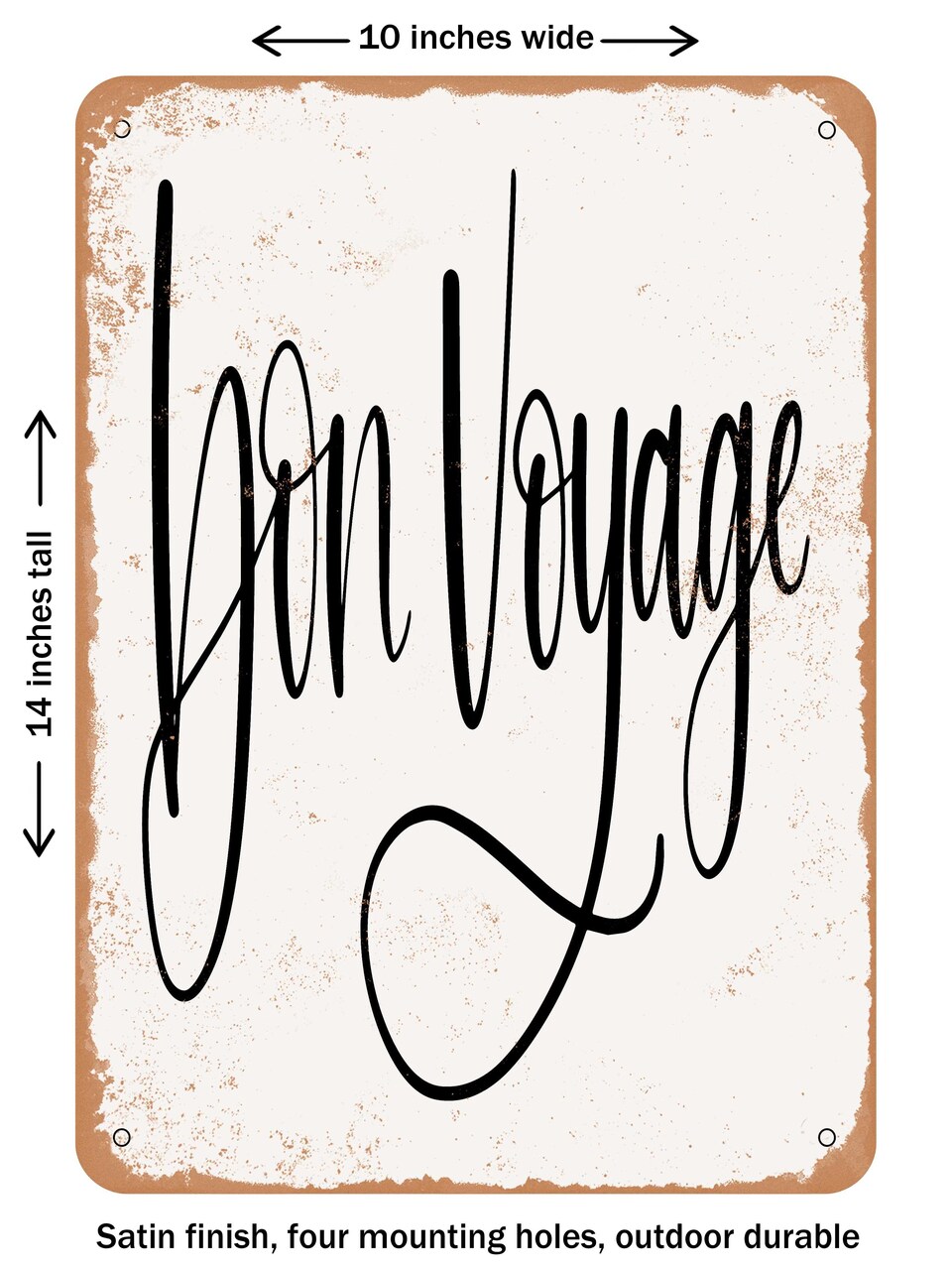 DECORATIVE METAL SIGN - Bon Voyage - Vintage Rusty Look